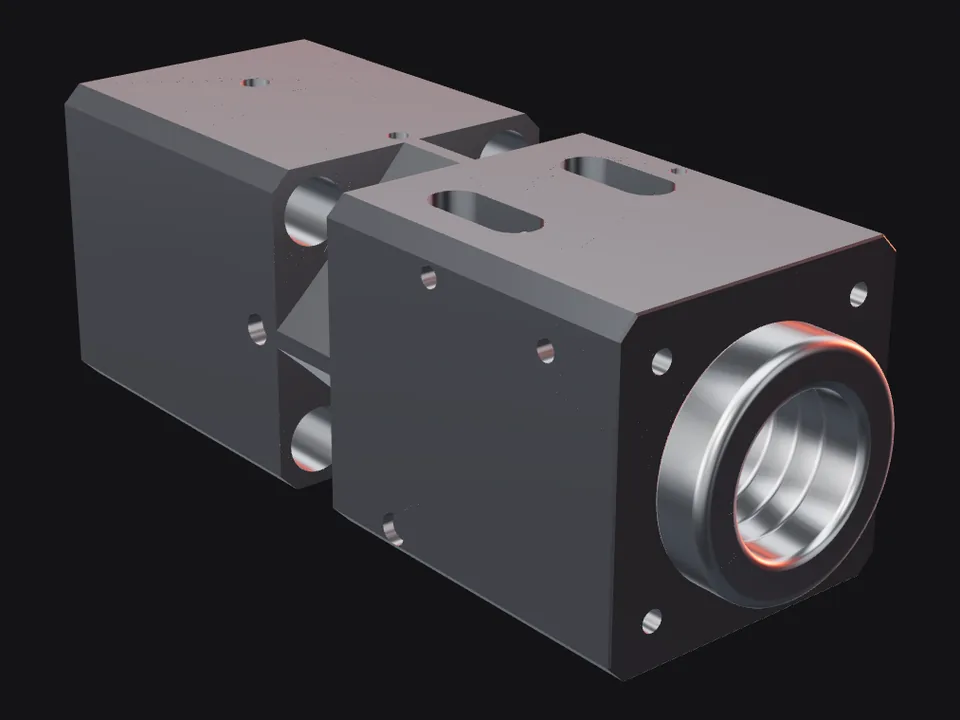 Cat 140 front head with bushings and pins, front view