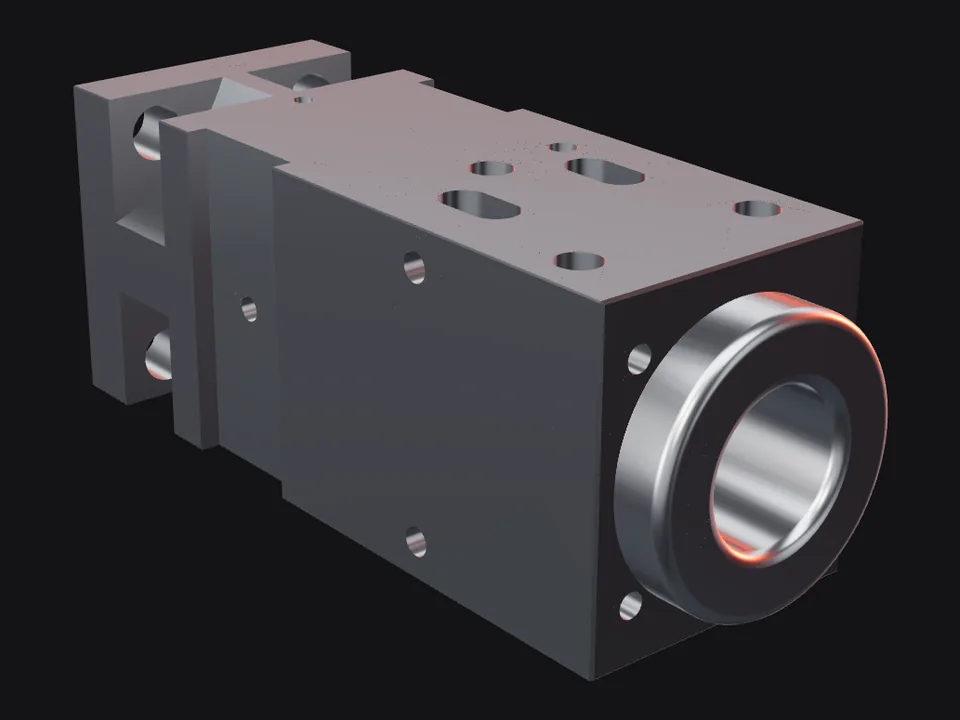 Mega 130 front head with bushings and pins, front view