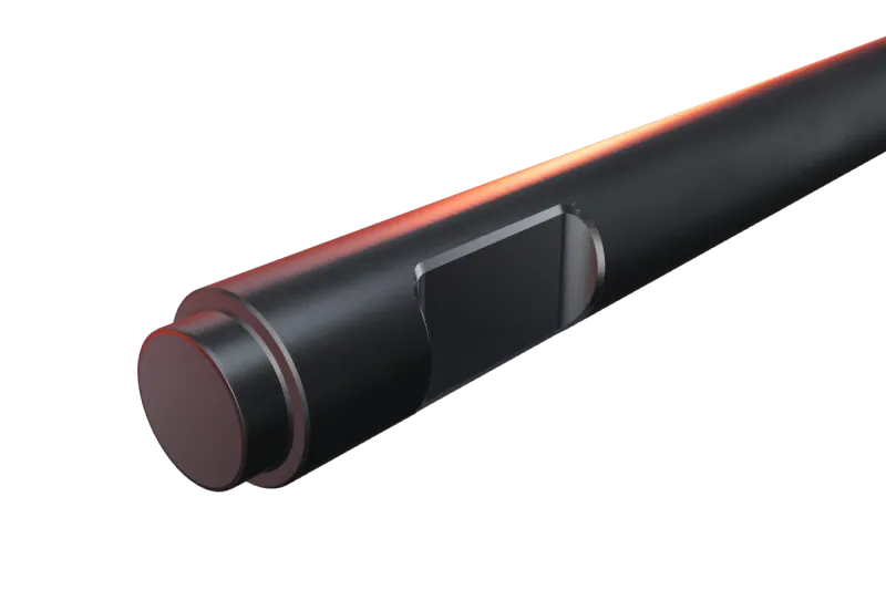 Indeco HP 200 breaker tip key slot and rear end, close-up