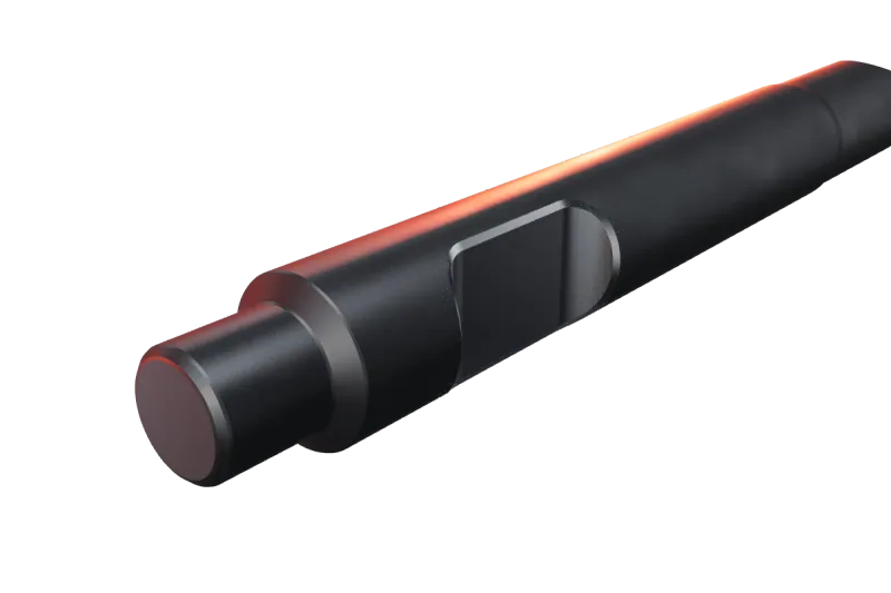 NPK E 213 breaker tip key slot and rear end, close-up