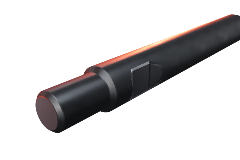 Montabert V 1600 breaker tip key slot and rear end, close-up