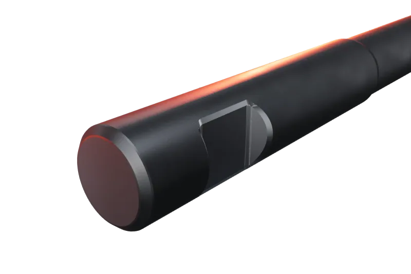 Rammer E 65 breaker tip key slot and rear end, close-up