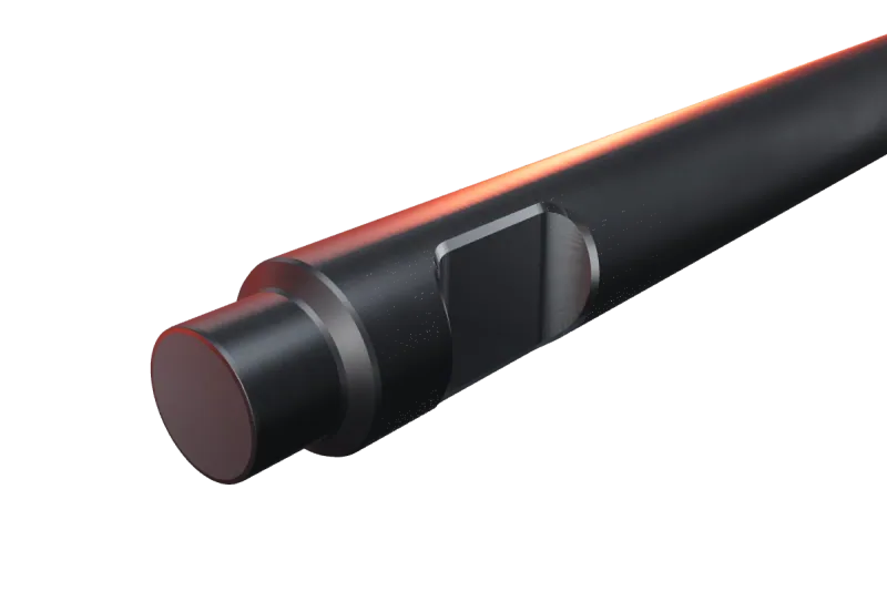 Komac KB 150 breaker tip key slot and rear end, close-up