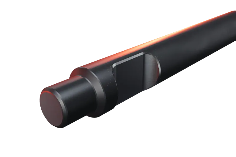 Okada TOP 35 breaker tip key slot and rear end, close-up