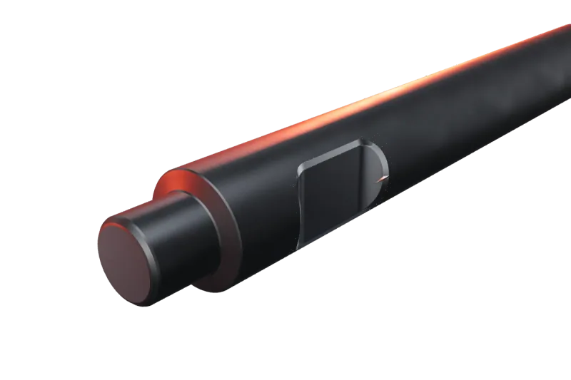 KU140-04 breaker tip key slot and rear end, close-up
