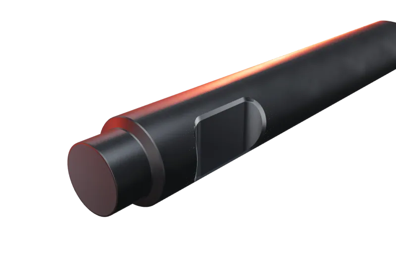 KU140-25 breaker tip key slot and rear end, close-up
