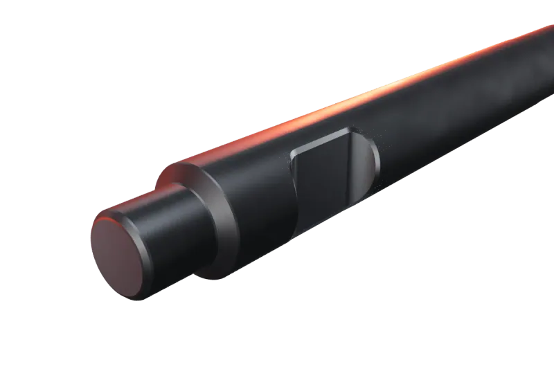 NPK E 210 A kırıcı ucunun kama kanalı ve arka ucu, yakın görünüş