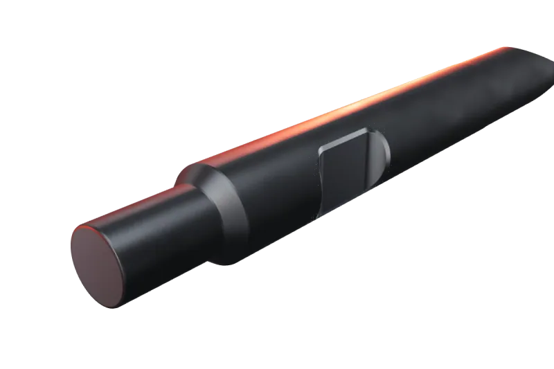 NPK E 215 breaker tip key slot and rear end, close-up