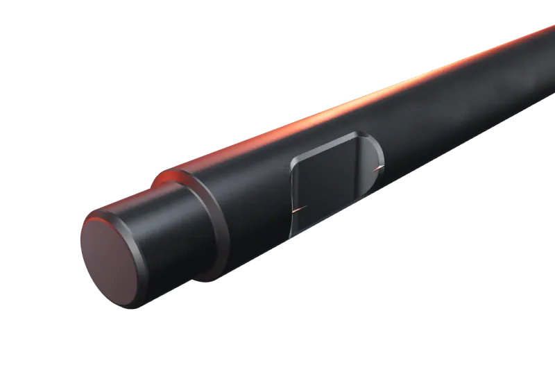 Hanwoo RHB 313 V kırıcı ucunun kama kanalı ve arka ucu, yakın görünüş