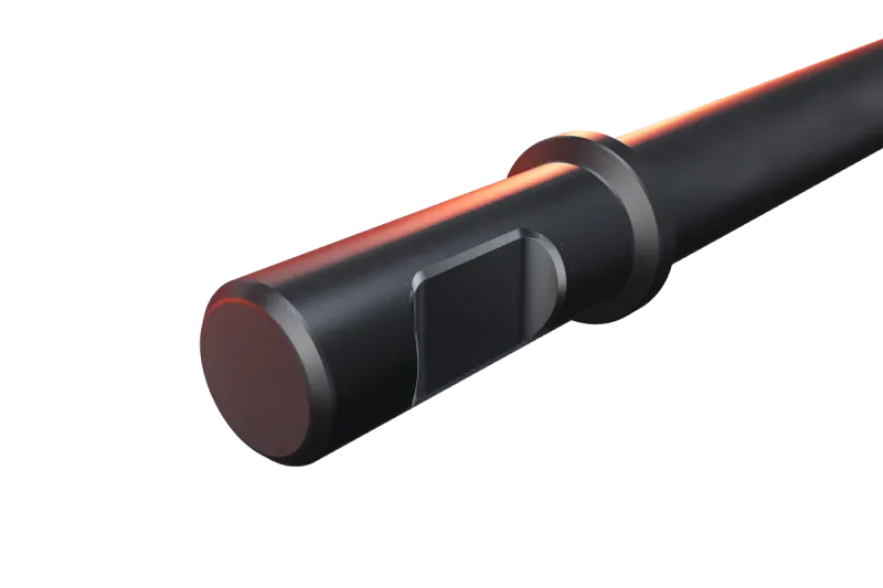 Krupp HM 100 breaker tip key slot and rear end, close-up